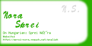 nora sprei business card